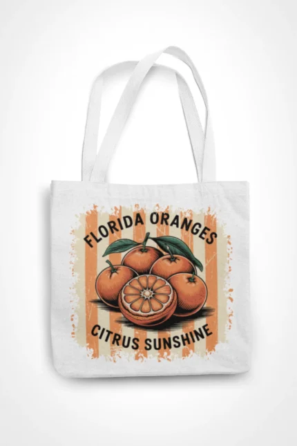 MOOGA | Florida Oranges, Fresh Fruits série, praktická bavlněná nákupní taška s potiskem